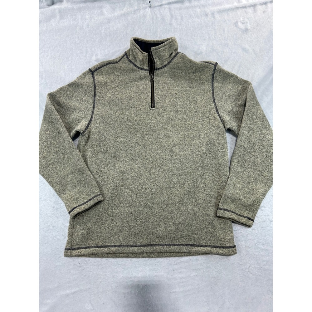 Arrow Mens Quarter Zip Pullover Grey Marled Knit Fleece Lined Sweater Size M